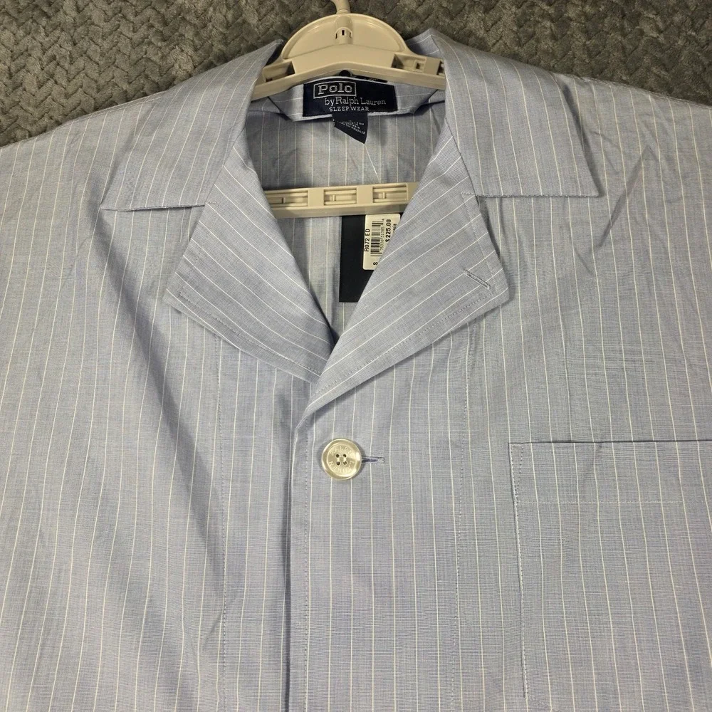 Vintage Polo Ralph Lauren Luxury Sleepwear Pajama Set Mens Small Blue Pinstripe